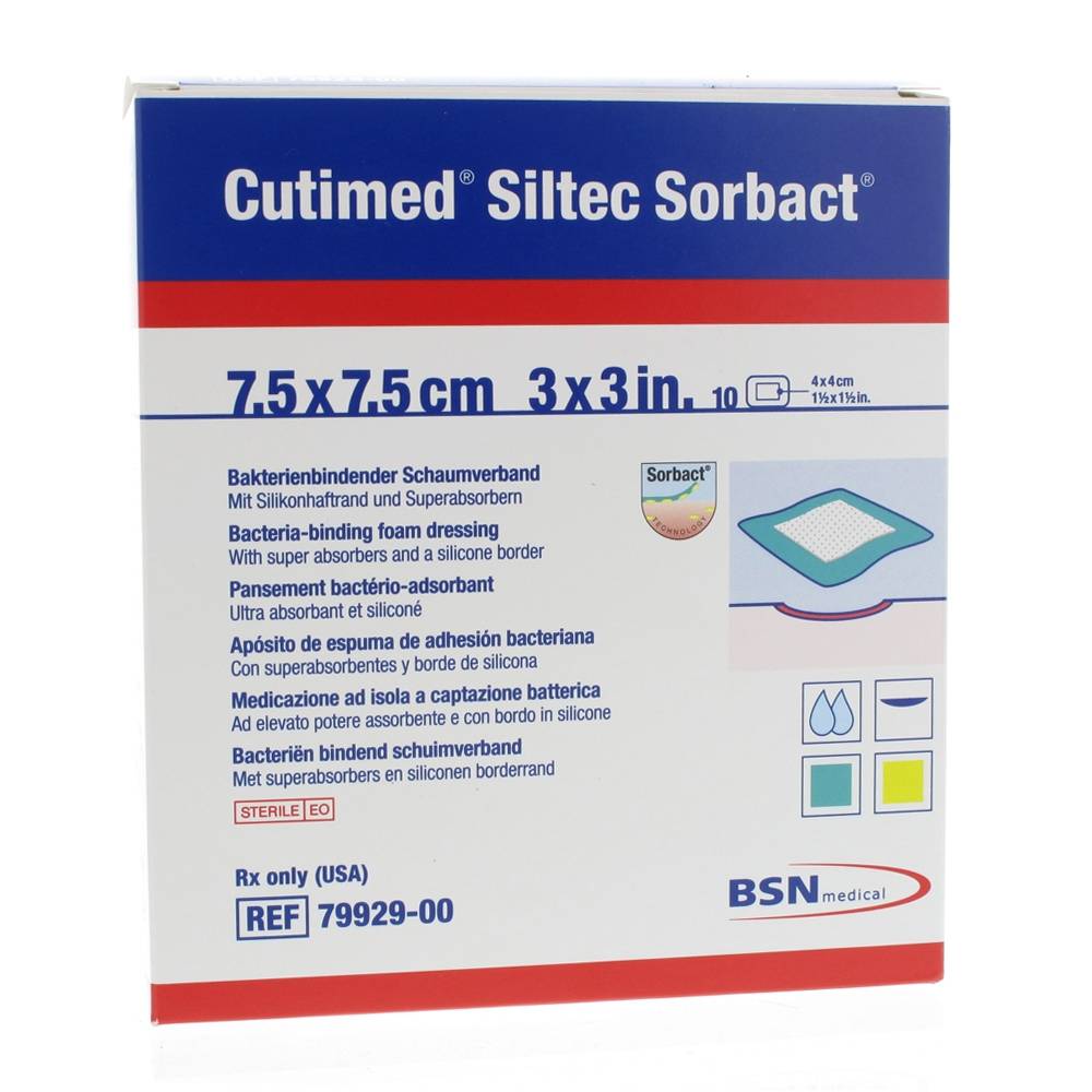 Cutimed Siltec Sorbact Foam Dressing 7,5x 7,5cm shopfarmacia.it