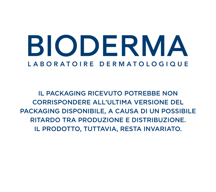 Testo su sfondo bianco. Logo BIODERMA. Nota: l'imballaggio può variare.